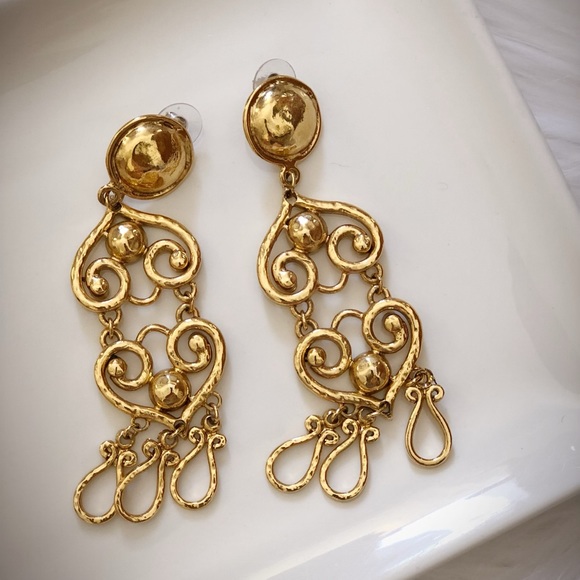 Boucles D'oreilles XXL Vintage - Marque EDOUARD RAMBAUD Paris - Style French Couture - Occasion